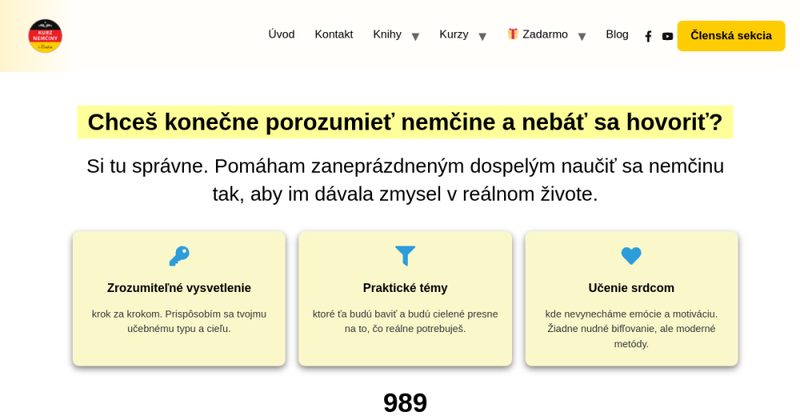 Web kurzov nemčiny s členskou sekciou — prihlásenie a kurzy za platbou priamo na webe klientky